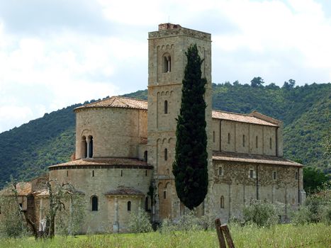 Sant Antimo Abbey near Montalcino in Tuscany, Italy