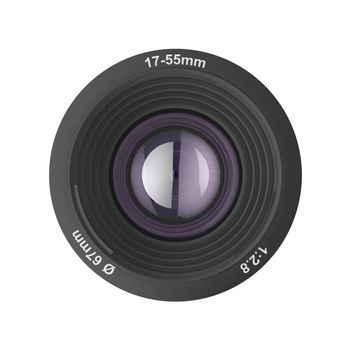 Front view of zoom lens isolated on white background