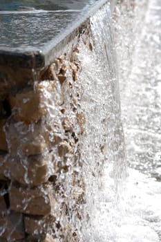 Artificial waterfall closeup