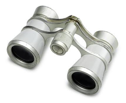 old binocular on white background