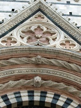 Detail of facde Baptistery in Siena, Tuscany