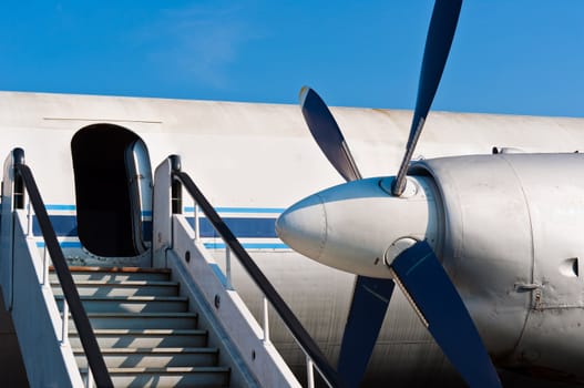 Ramp of an airplane with opened door