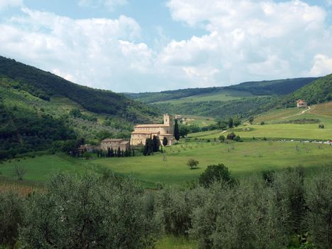 Sant Antimo Abbey near Montalcino in Tuscany, Italy