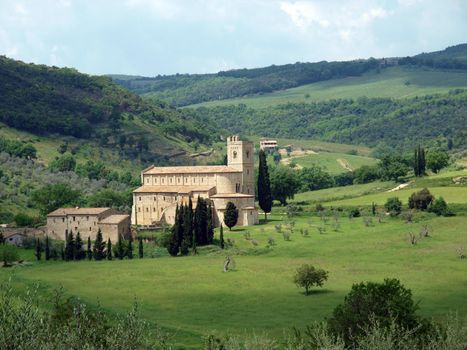 Sant Antimo Abbey near Montalcino in Tuscany, Italy