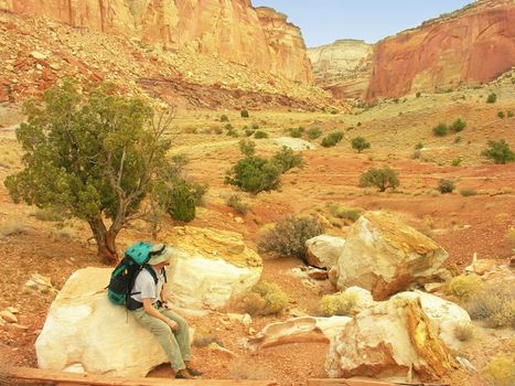 Hiking in Capitol Reef National Park, Utah, USA