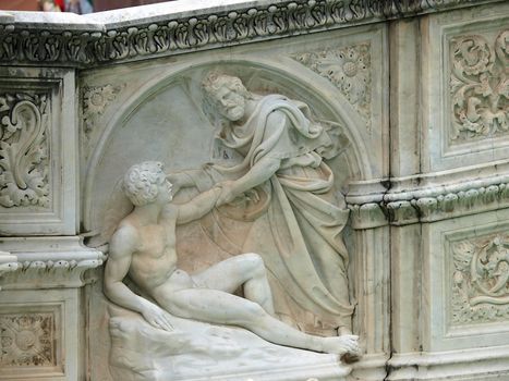 Panel of the Fonte Gaia (Fountain of Joy), Piazza del Campo, Siena.