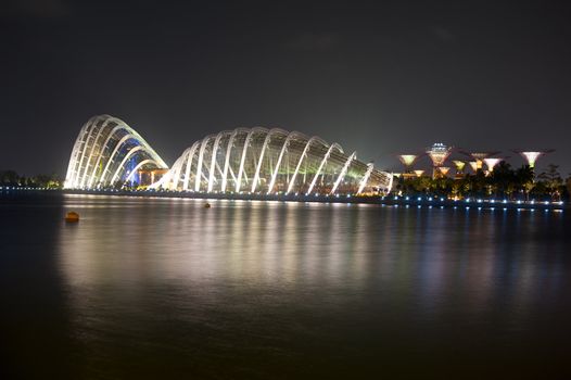 Gardens by the Bay at night in Singapore