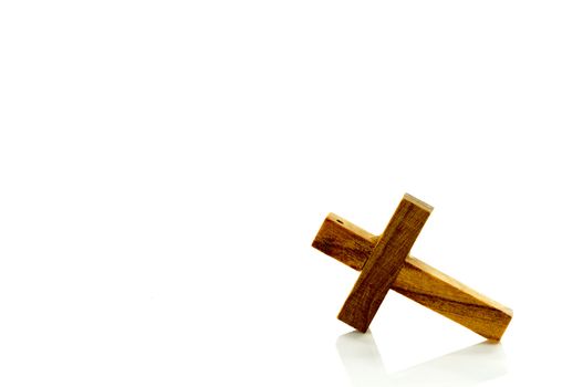 wooden cross isolated on white