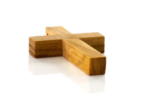 wooden cross isolated on white
