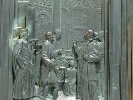 Siena - Duomo. Beautifully decorated bronze doors