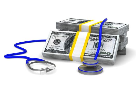 Paid medicine on white background. Isolated 3D image