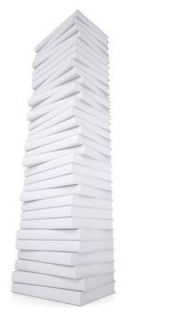 A stack of white papers. Isolated render on a white background