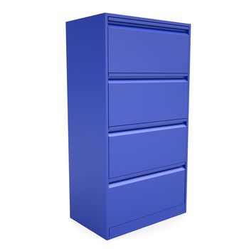 Blue metal cabinet. Isolated render on a white background
