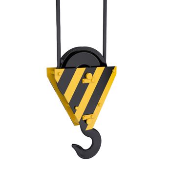 Crane hook with rope. Isolated render on a white background