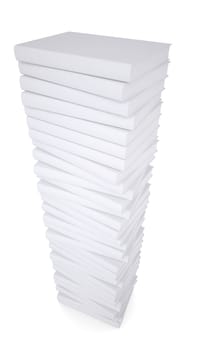 A stack of white papers. Isolated render on a white background