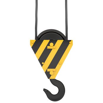 Crane hook with rope. Isolated render on a white background
