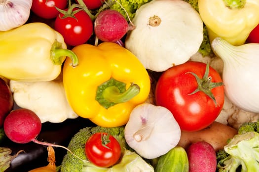 Group of fresh vegetables isolated on a white background