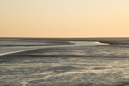 Overlooking the tideland at the north sea at sunset