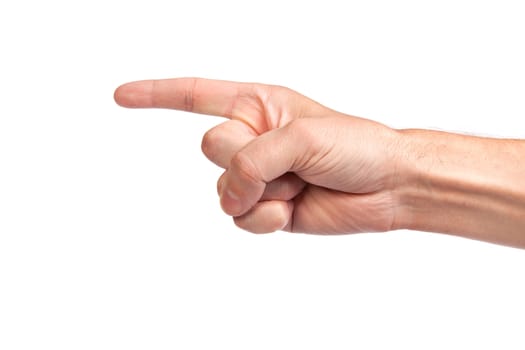 Man index finger isoalted on a white background