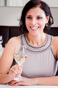 happy smiling couple in restaurant celebrate toast champagne dinner