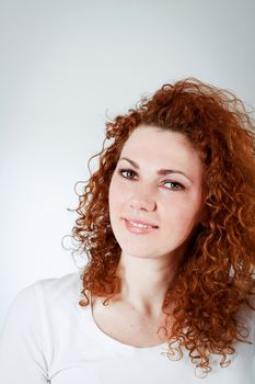 attractive young redhead woman smiling laughing emotion portrait