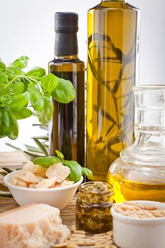 tatsty geen olives parmesan and olive oil ingredients vegetarian food