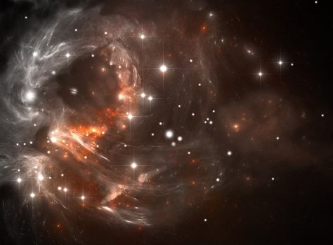 Red space star nebula