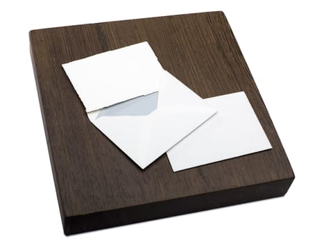 wooden block with a letter and an envelope