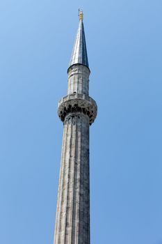 Istanbul - one of minarets Hagia Sophia. Turkey