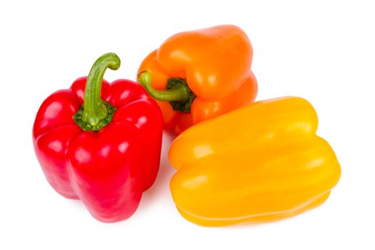 Colored bell pepper isolated on white background