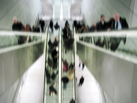 Rush hour at the metro station. Intentional motion blur.