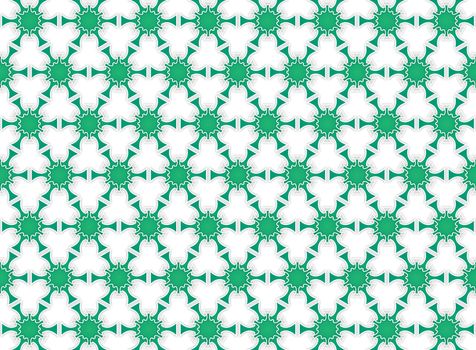 abstract green hexagonal pattern created with flowers