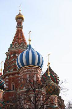 Closeup of famous Russian church named �St. Basil Cathedral�, Russia, Moscow