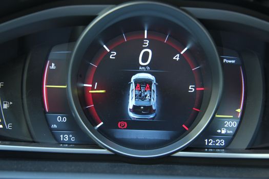 Digital dashboard of a new, luxury car
