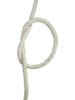 Rope with a knot on white background