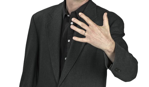 Close-up of elegance man hands with ring