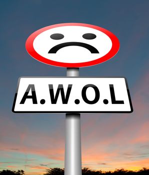 Illustration depicting a sign with an AWOL concept.