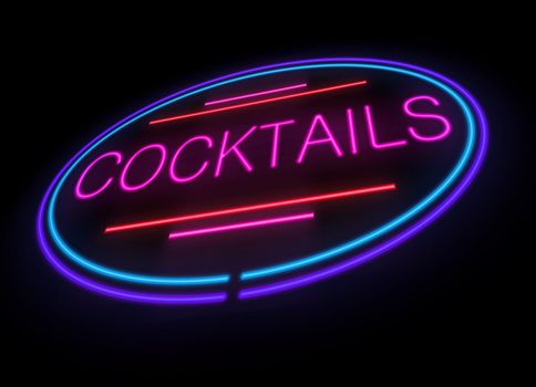 Illustration depicting an illuminated neon cocktails sign.