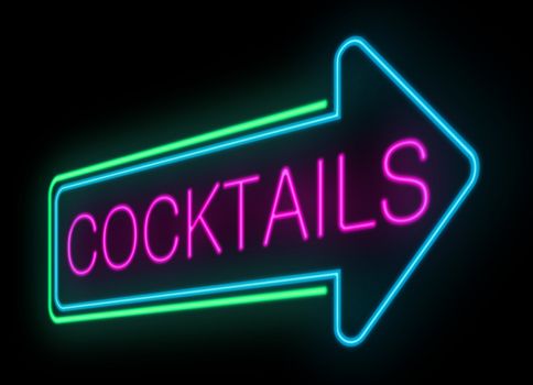 Illustration depicting an illuminated neon cocktails sign.