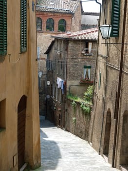 The picturesque streets of the historic center of Siena