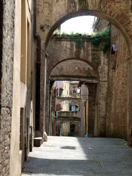 The picturesque streets of the historic center of Siena