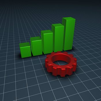 gear wheel and business graph - 3d illustration