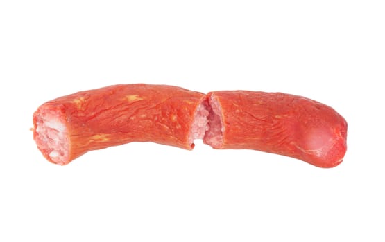 slice sausage on white background 