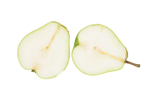 sliced ​​pear isolated on white background