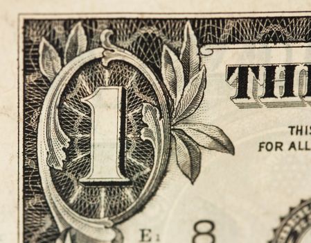 A macro of a one dollar 