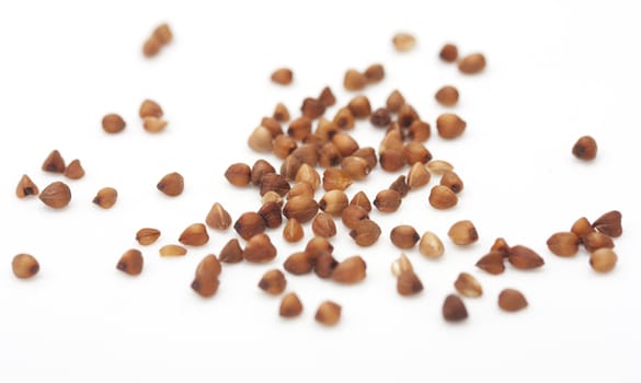 buckwheat on white background. close