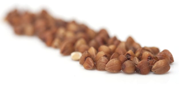 buckwheat on white background. close