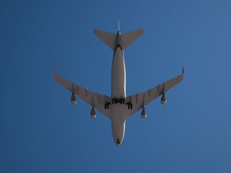 Large Jumbo Jet isolated on clear and blue Sky