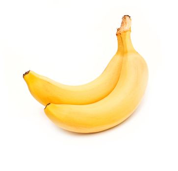 Two ripe banana on white background