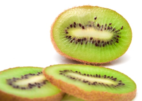 Fresh piece kiwi fruit isolated on white background 